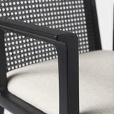 Black and Cream Uholstery and Cane Dining Armchair - Homeroots - Flyclothing LLC