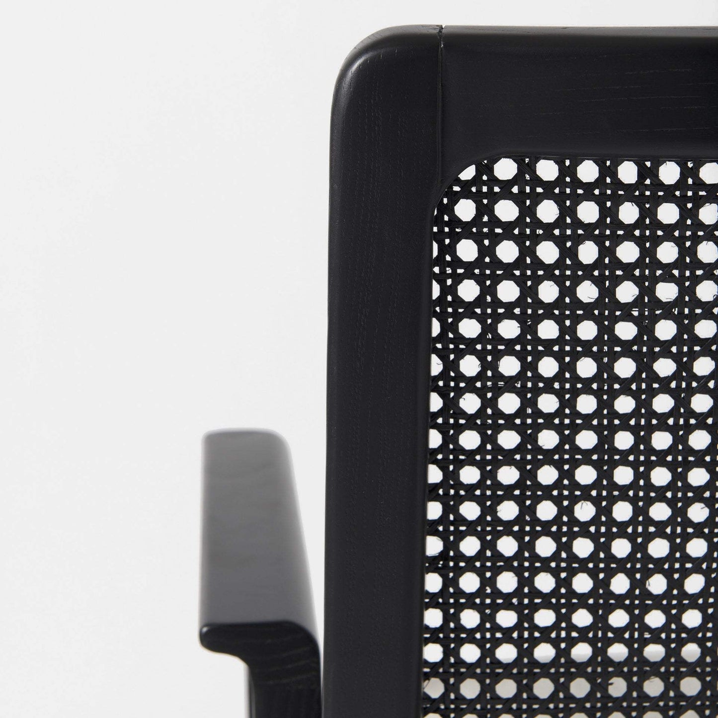 Black and Cream Uholstery and Cane Dining Armchair - Homeroots - Flyclothing LLC