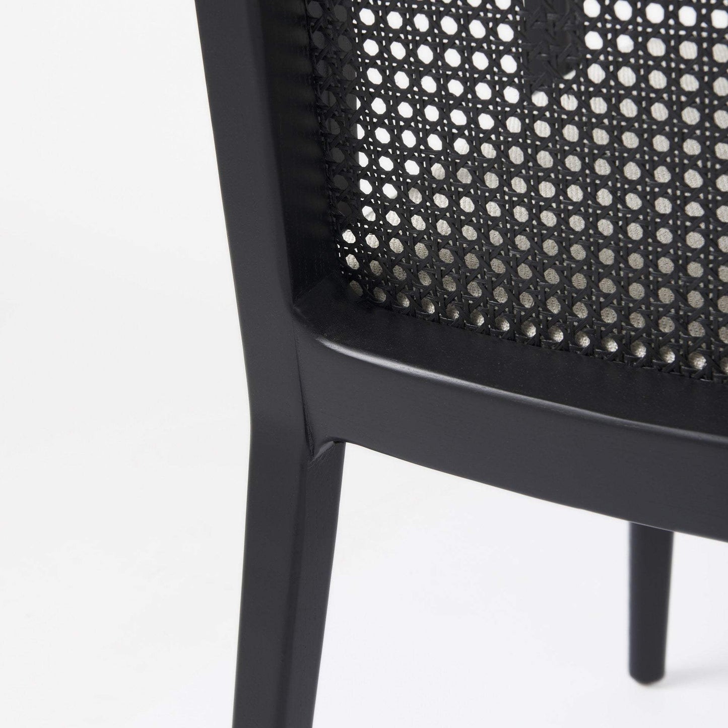 Black and Cream Uholstery and Cane Dining Armchair - Homeroots - Flyclothing LLC