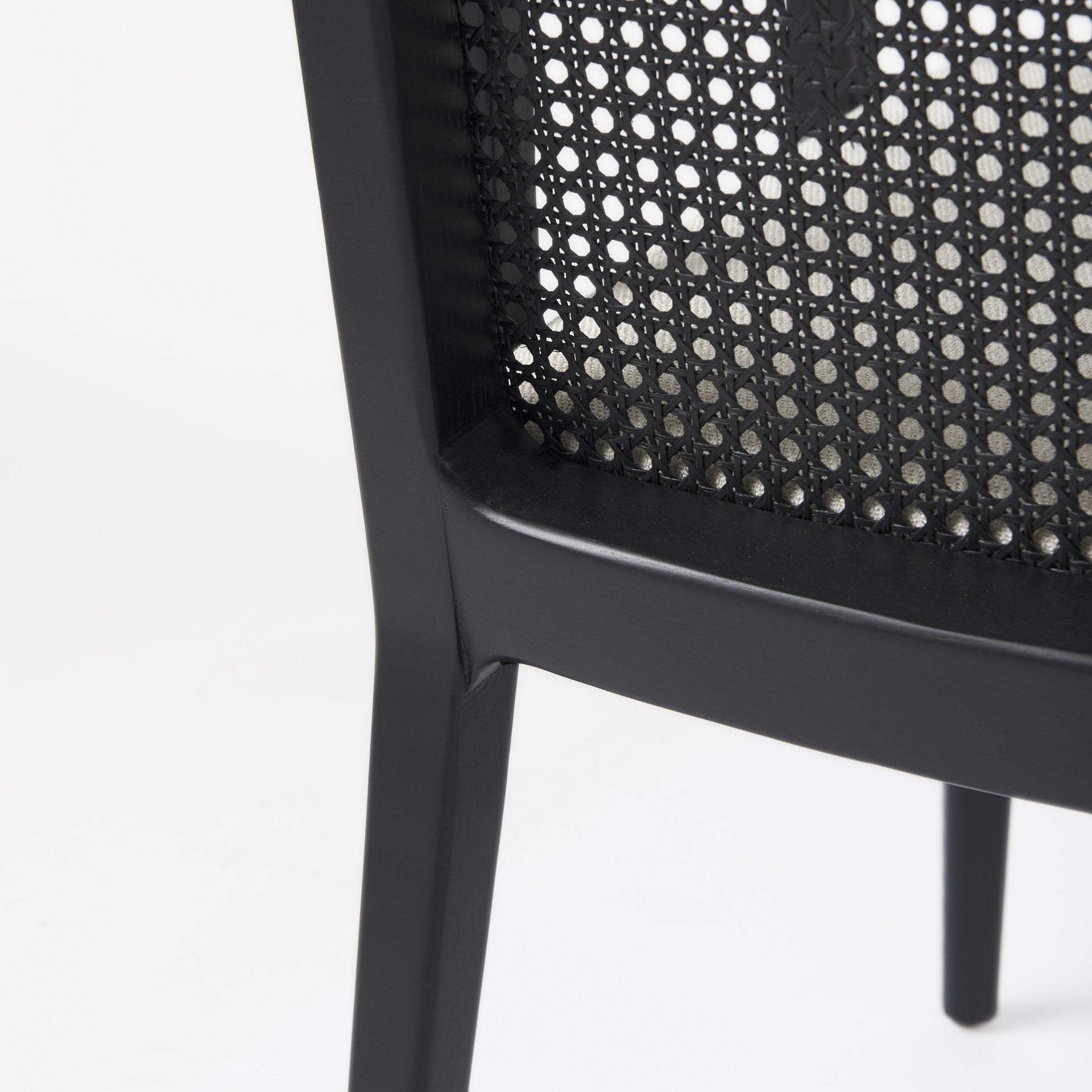 Black and Cream Uholstery and Cane Dining Armchair - Homeroots - Flyclothing LLC