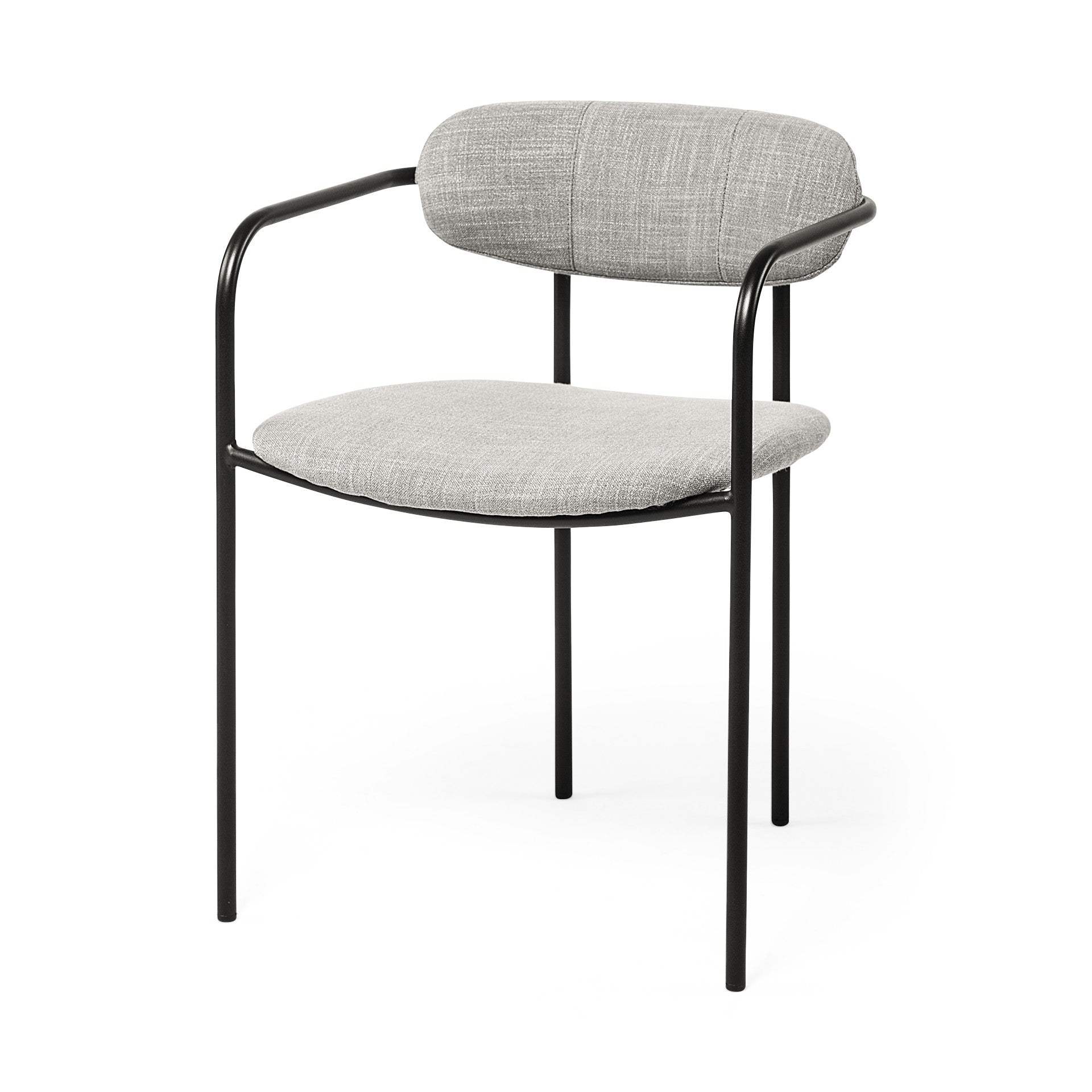 Set Of Two Gray And Black Upholstered Fabric Arm Chairs - Homeroots - Flyclothing LLC