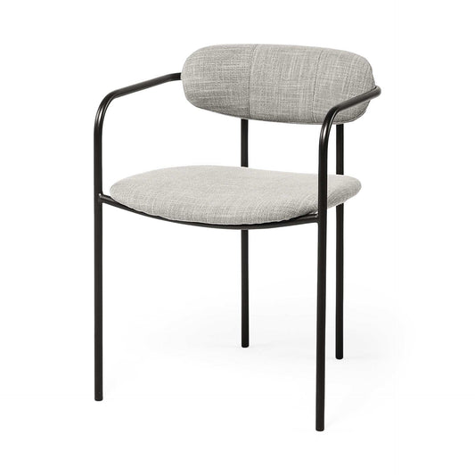 Set Of Two Gray And Black Upholstered Fabric Arm Chairs - Homeroots - Flyclothing LLC