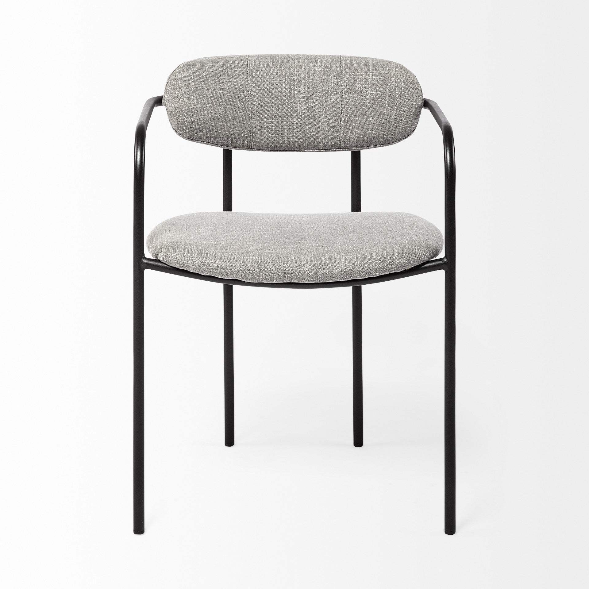 Set Of Two Gray And Black Upholstered Fabric Arm Chairs - Homeroots - Flyclothing LLC