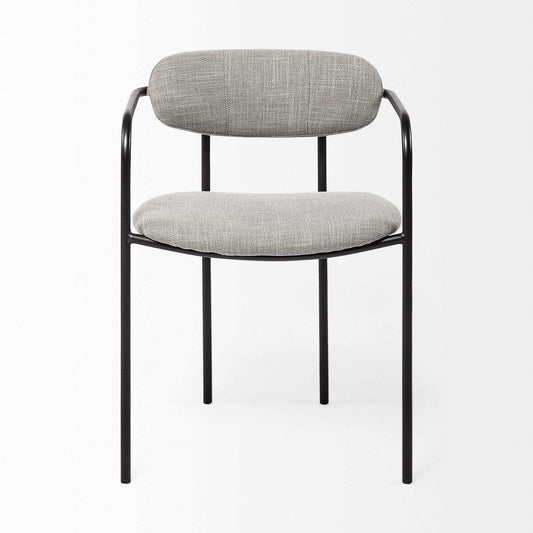 Set Of Two Gray And Black Upholstered Fabric Arm Chairs - Homeroots - Flyclothing LLC