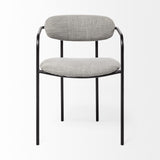 Set Of Two Gray And Black Upholstered Fabric Arm Chairs - Homeroots
