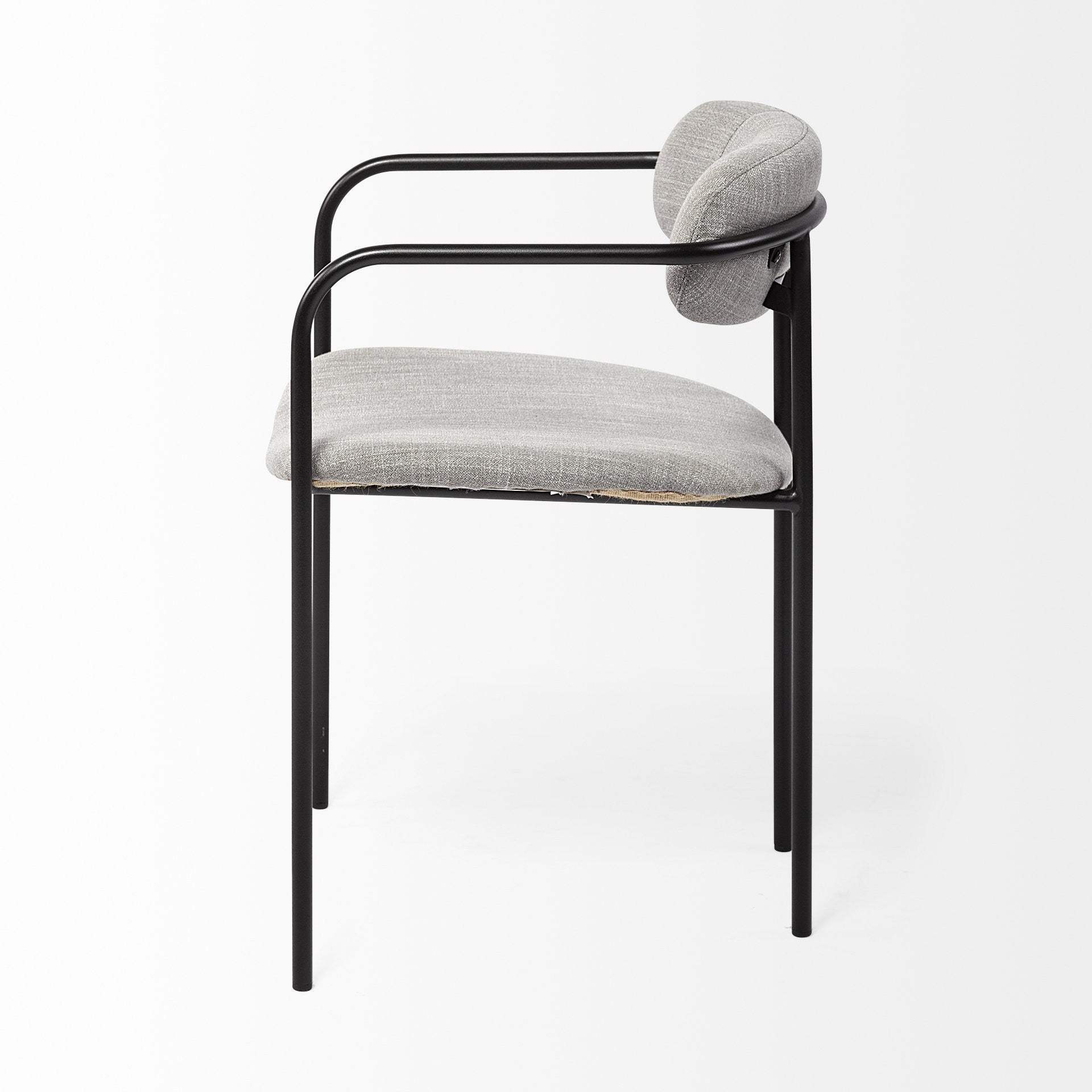 Set Of Two Gray And Black Upholstered Fabric Arm Chairs - Homeroots - Flyclothing LLC