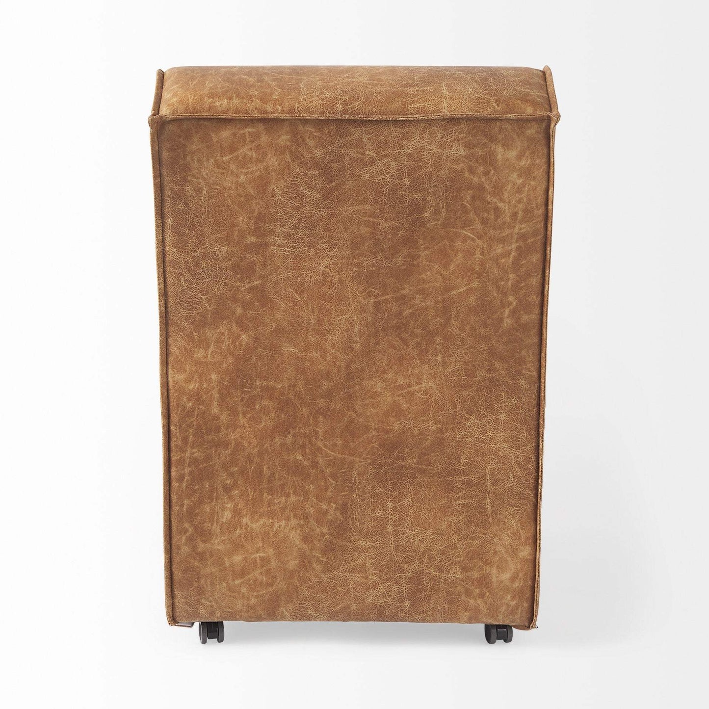 Set Of Two Brown Upholstered Faux Leather Side Chairs With Wheels - Homeroots - Flyclothing LLC