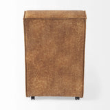 Set Of Two Brown Upholstered Faux Leather Side Chairs With Wheels - Homeroots - Flyclothing LLC