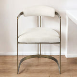 Curvy Gold and White Upholstered Dining Armchair - Homeroots