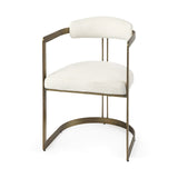 Curvy Gold and White Upholstered Dining Armchair - Homeroots