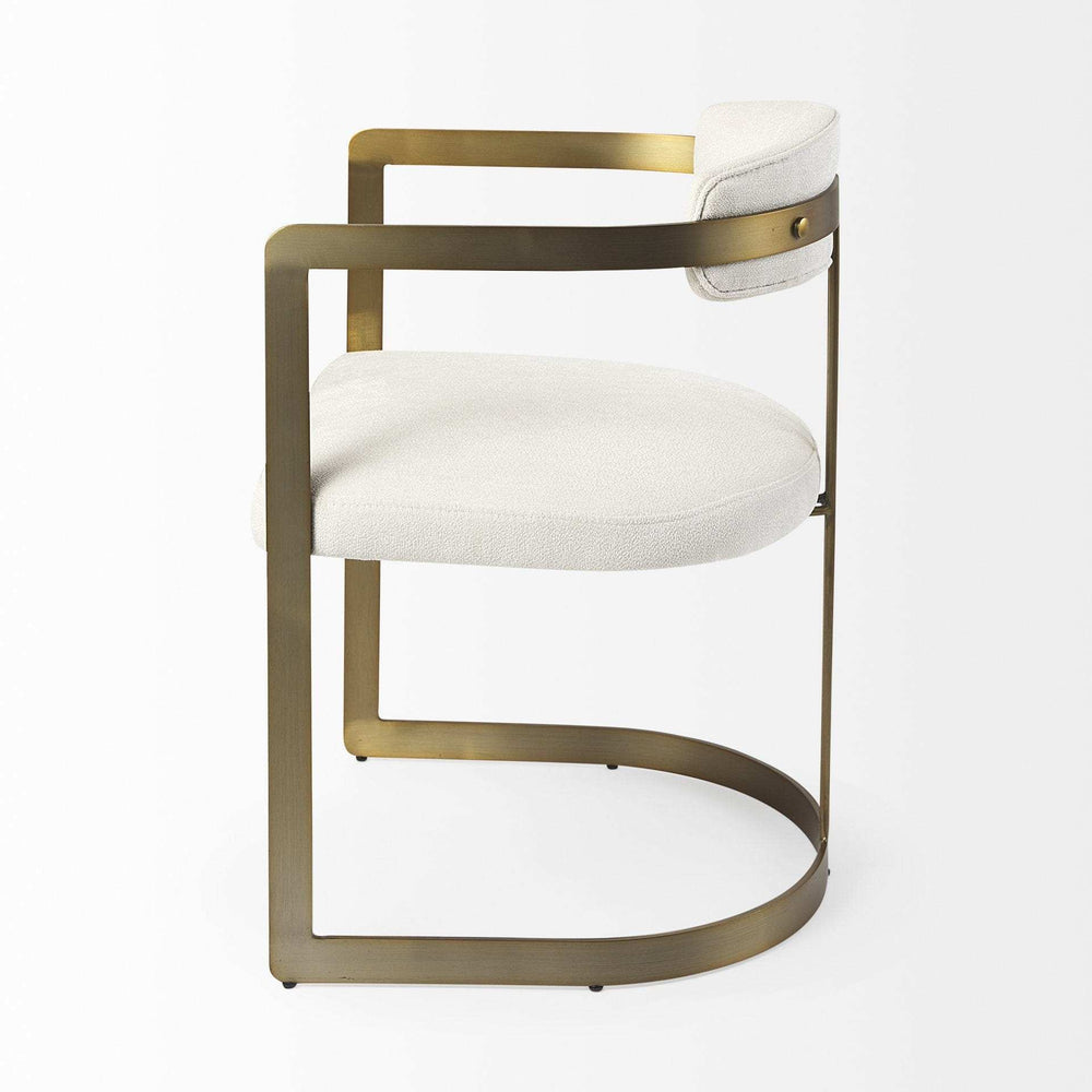 Curvy Gold and White Upholstered Dining Armchair - Homeroots - Flyclothing LLC