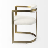 Curvy Gold and White Upholstered Dining Armchair - Homeroots