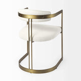 Curvy Gold and White Upholstered Dining Armchair - Homeroots - Flyclothing LLC