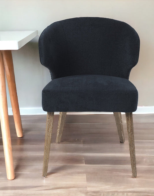 Navy Blue And Brown Wingback Dining Side Chair - Homeroots