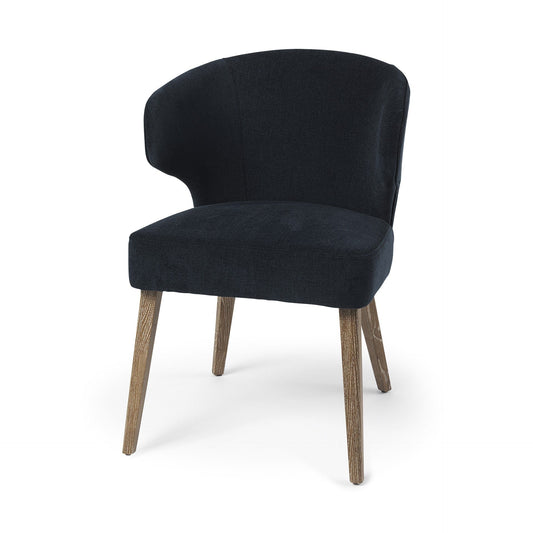 Navy Blue And Brown Wingback Dining Side Chair - Homeroots