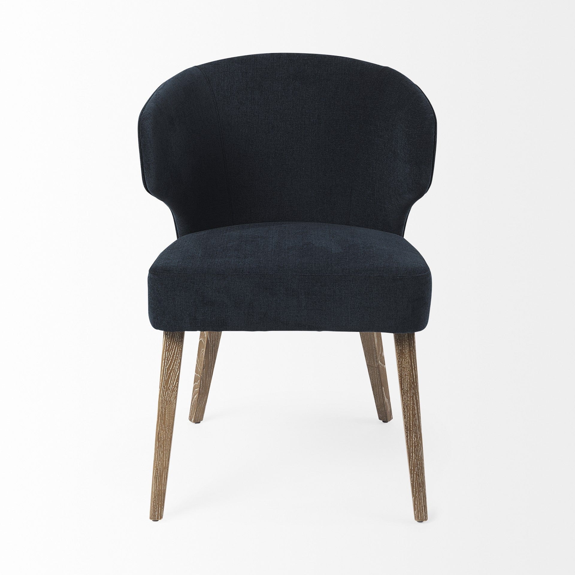 Navy Blue And Brown Wingback Dining Side Chair - Homeroots