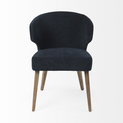 Navy Blue And Brown Wingback Dining Side Chair - Homeroots