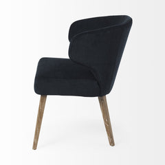 Navy Blue And Brown Wingback Dining Side Chair - Homeroots