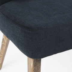 Navy Blue And Brown Wingback Dining Side Chair - Homeroots