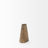 9" Natural Stain Geometric Wooden Vase - Homeroots
