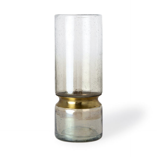 13" Smoked Bubble Glass Gold Accent Vase - Homeroots