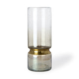 13" Smoked Bubble Glass Gold Accent Vase - Homeroots