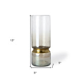 13" Smoked Bubble Glass Gold Accent Vase - Homeroots