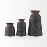 6" Brown and Blue Tribal Ceramic Vase - Homeroots