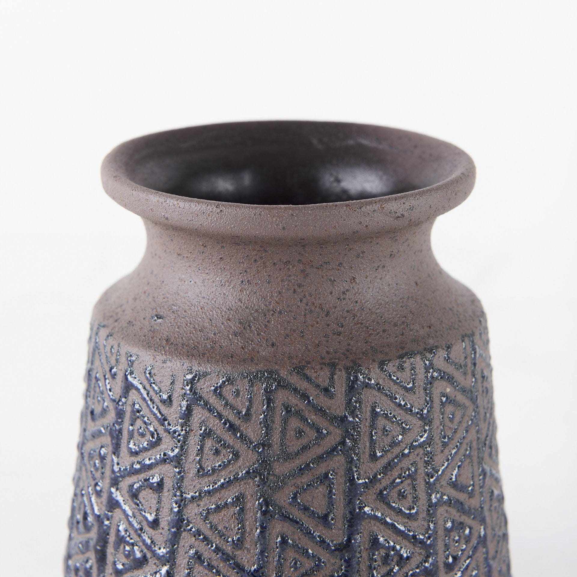 6" Brown and Blue Tribal Ceramic Vase - Homeroots - Flyclothing LLC