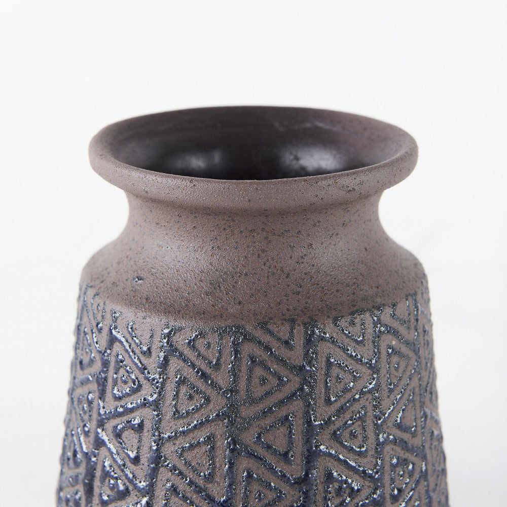 6" Brown and Blue Tribal Ceramic Vase - Homeroots