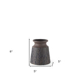 6" Brown and Blue Tribal Ceramic Vase - Homeroots - Flyclothing LLC