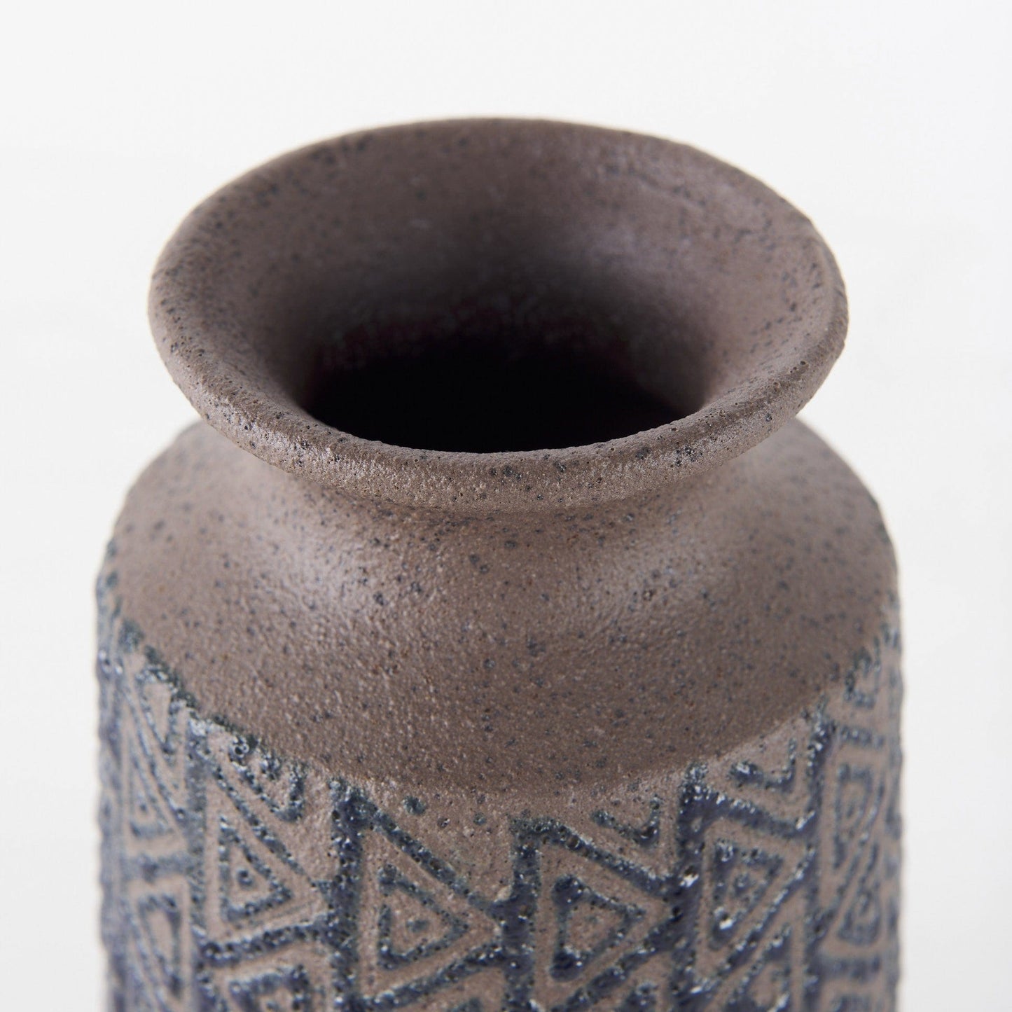 7" Brown and Blue Tribal Ceramic Vase - Homeroots - Flyclothing LLC