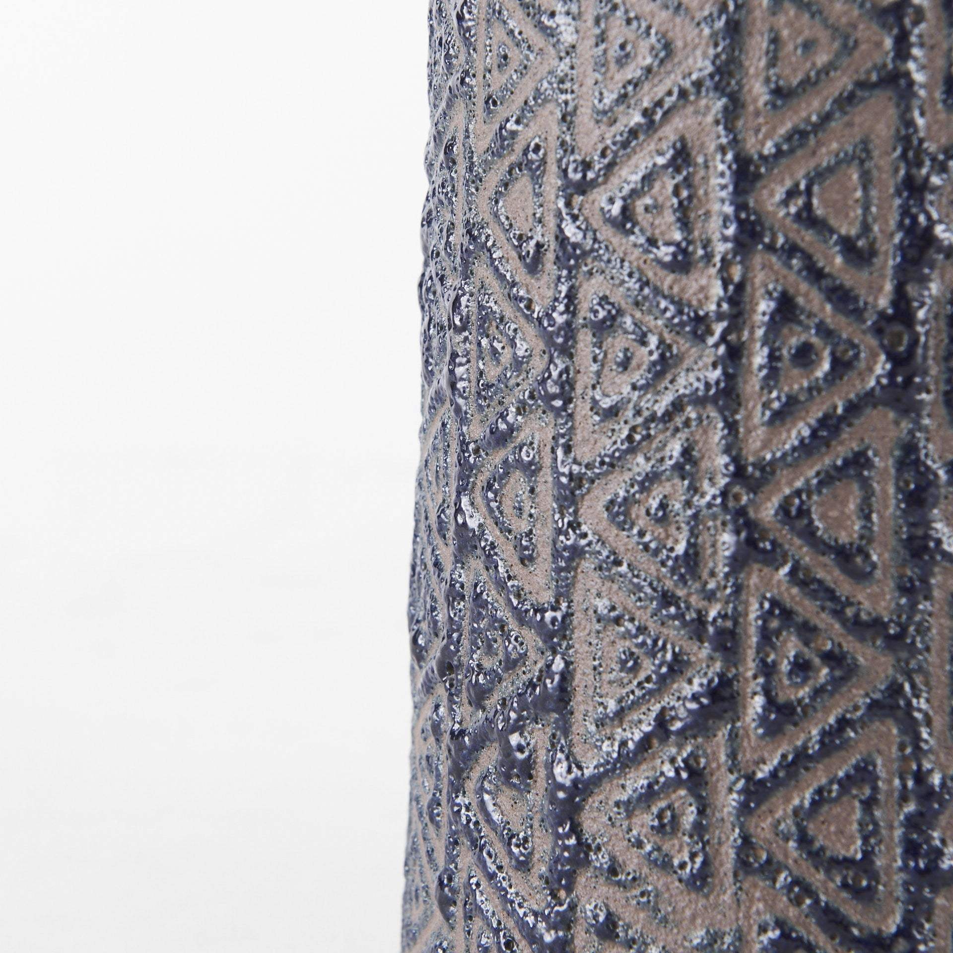 7" Brown and Blue Tribal Ceramic Vase - Homeroots - Flyclothing LLC