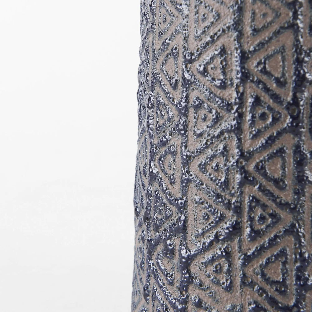 7" Brown and Blue Tribal Ceramic Vase - Homeroots