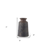 7" Brown and Blue Tribal Ceramic Vase - Homeroots - Flyclothing LLC