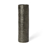 15" Black and Gold Check Tall Ceramic Vase - Homeroots