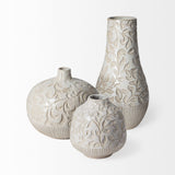 8" Carved White Ceramic Vase - Homeroots