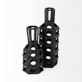9" Black Pierced Pattern Ceramic Vase - Homeroots - Flyclothing LLC
