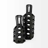 9" Black Pierced Pattern Ceramic Vase - Homeroots