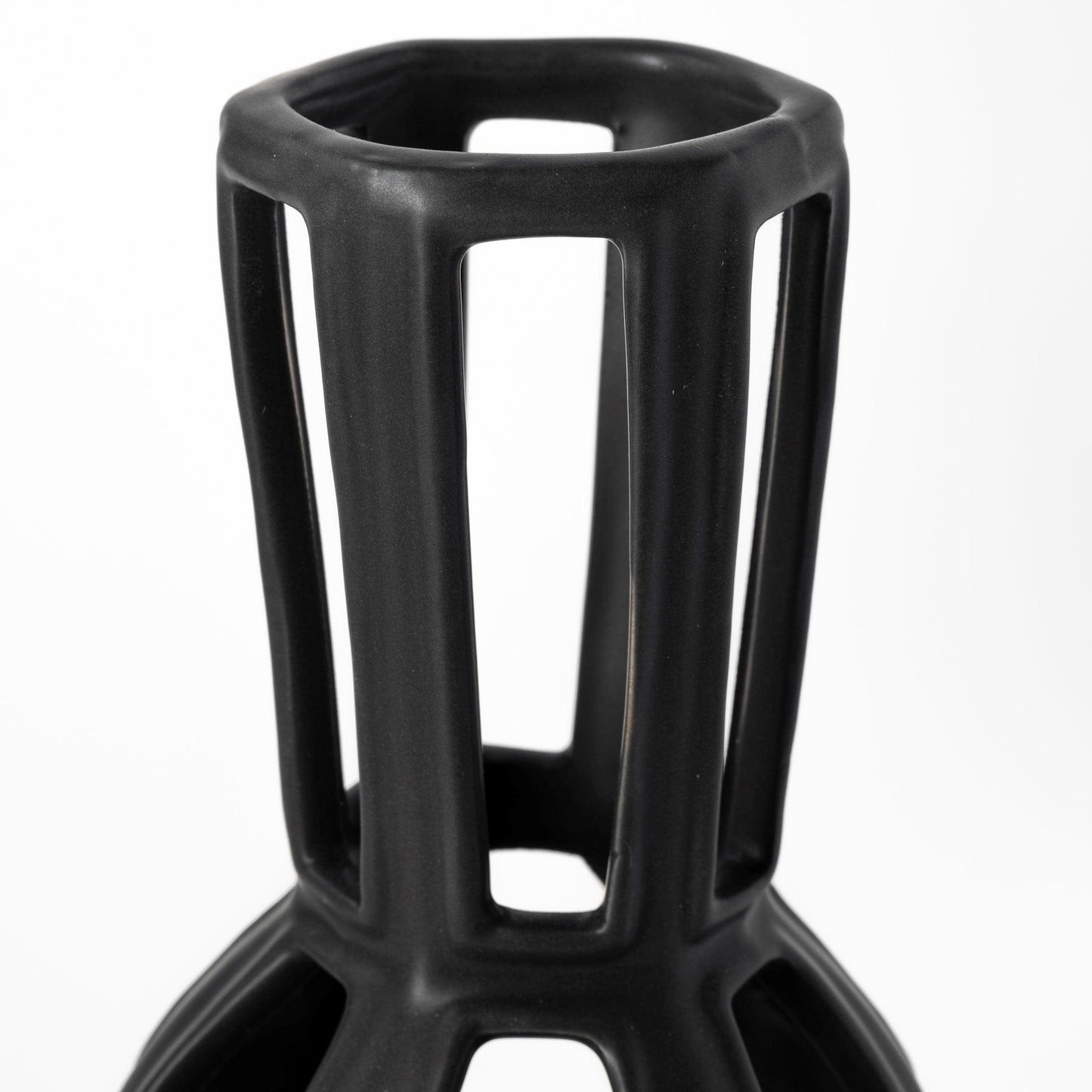 9" Black Pierced Pattern Ceramic Vase - Homeroots - Flyclothing LLC