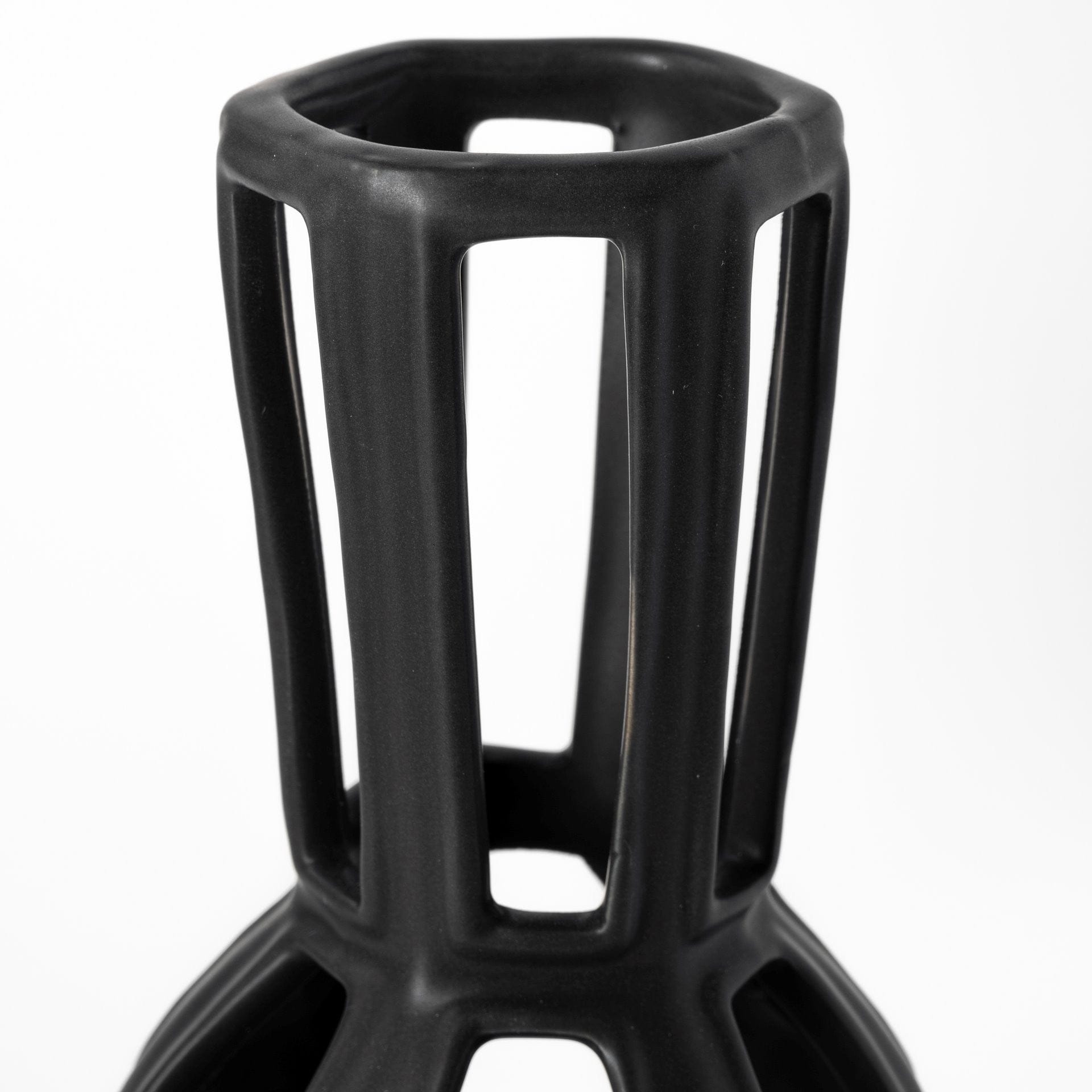 9" Black Pierced Pattern Ceramic Vase - Homeroots - Flyclothing LLC
