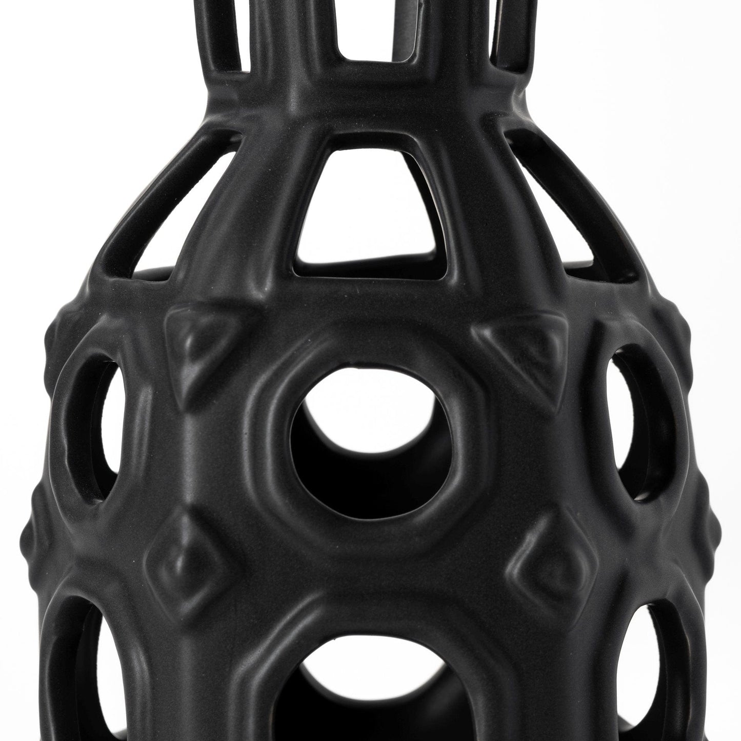 9" Black Pierced Pattern Ceramic Vase - Homeroots - Flyclothing LLC