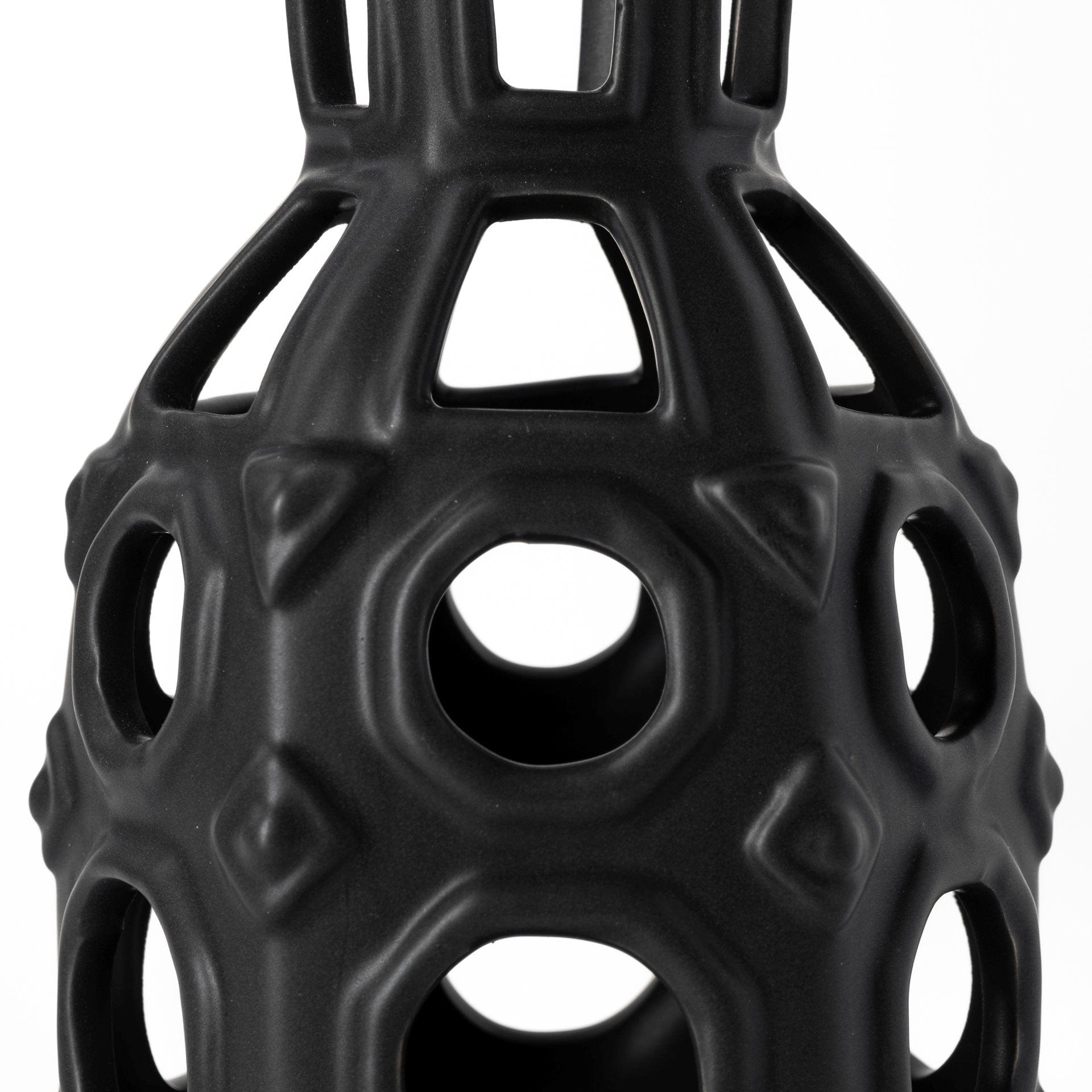 9" Black Pierced Pattern Ceramic Vase - Homeroots - Flyclothing LLC