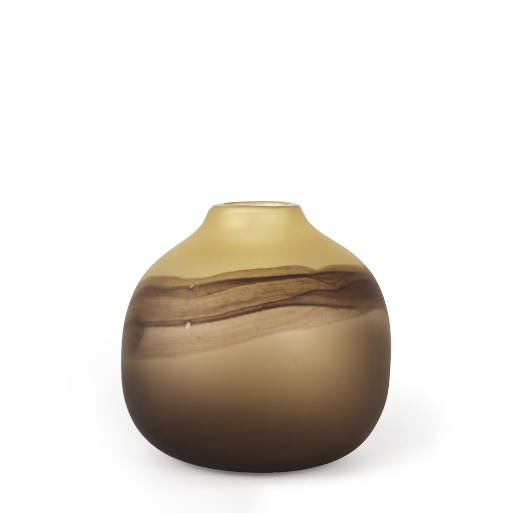 8" Brown and Beige Smoky Sand Dunes Glass Vase - Homeroots