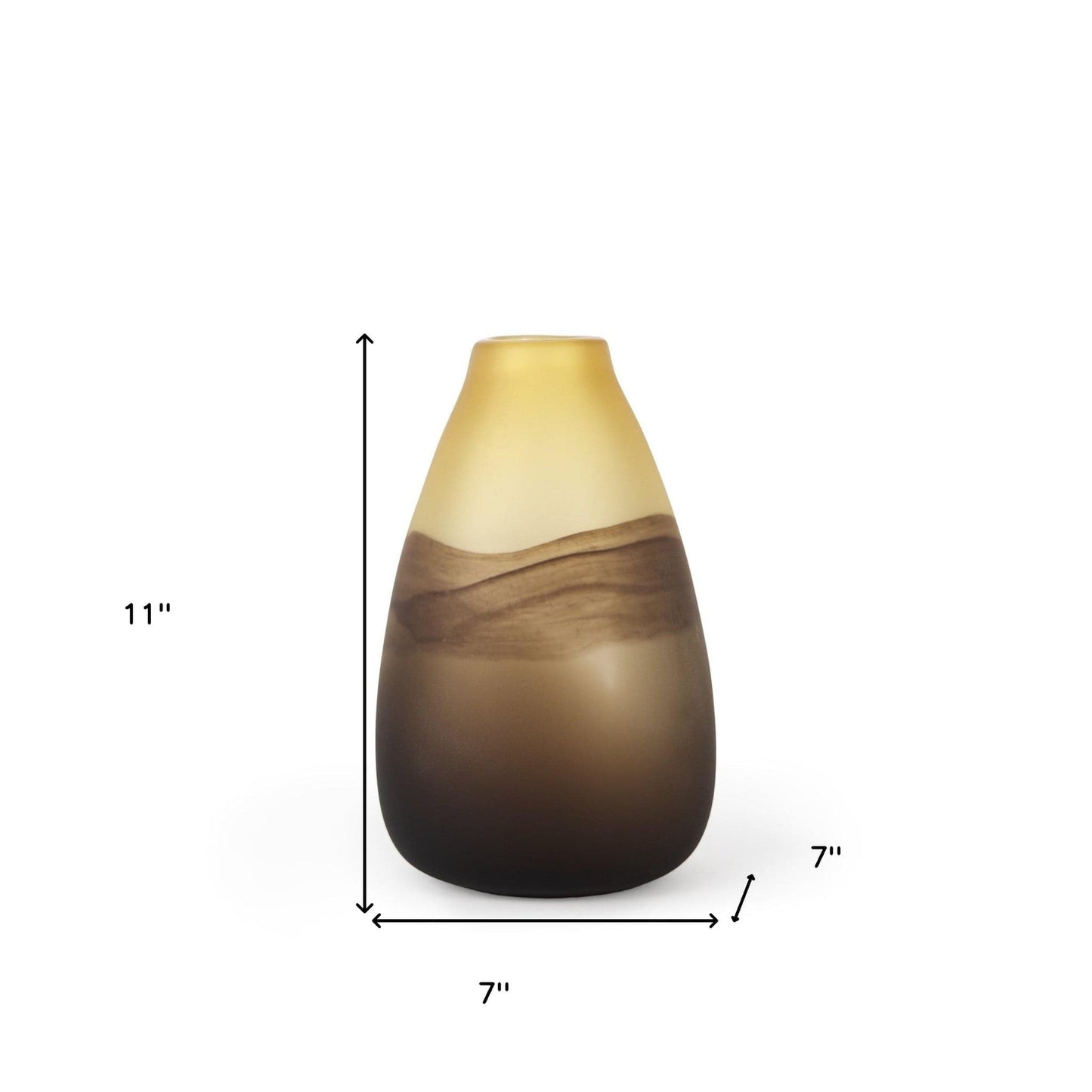11" Brown and Beige Smoky Sand Dunes Glass Vase - Homeroots - Flyclothing LLC