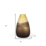 11" Brown and Beige Smoky Sand Dunes Glass Vase - Homeroots - Flyclothing LLC