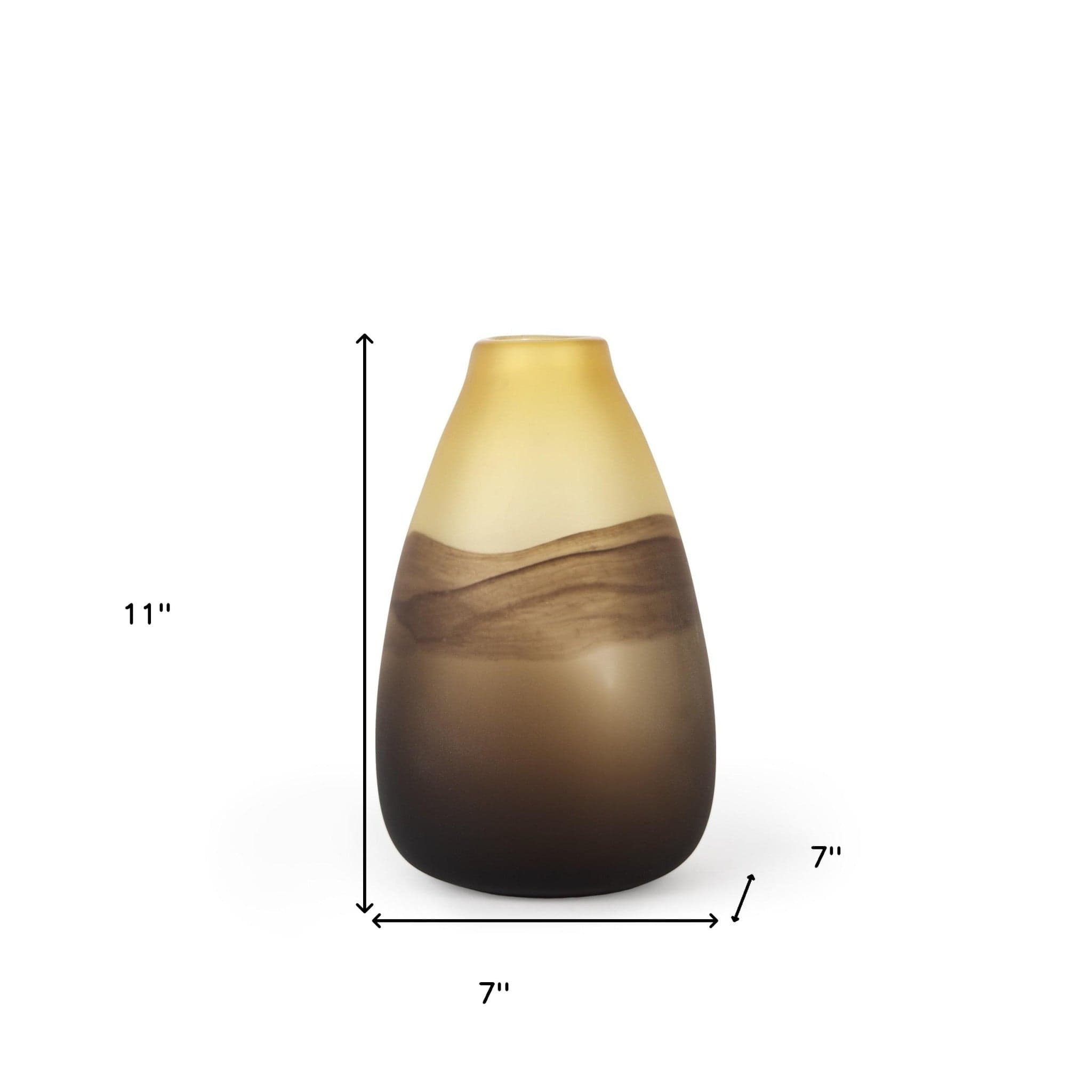 11" Brown and Beige Smoky Sand Dunes Glass Vase - Homeroots - Flyclothing LLC
