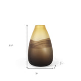 11" Brown and Beige Smoky Sand Dunes Glass Vase - Homeroots
