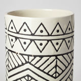 14" Ceramic Cream Geometric Cylinder Table Vase - Homeroots