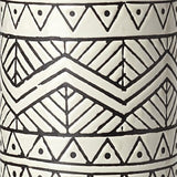 17" Cream and Charcoal Geometric Cylinder Ceramic Vase - Homeroots - Flyclothing LLC